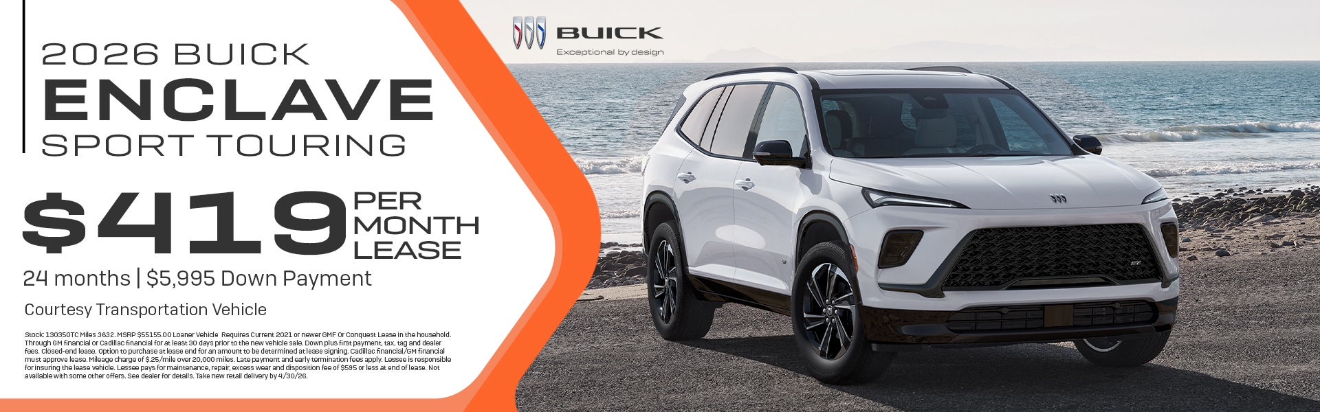 2026 Buick Enclave Sport Touring $419.00 per month 